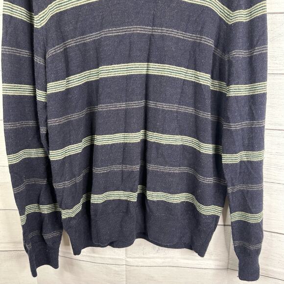 Banana Republic Mens size Medium Merino Wool Striped Sweater Blue - Picture 4 of 9